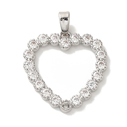 Платина Стойка металлическая латунная микропрофилированная кубическая циркония подвески, без кадмия и без свинца, долговечный, сердце, платина, 21x20x2 мм, отверстия: 5x2.5 м
