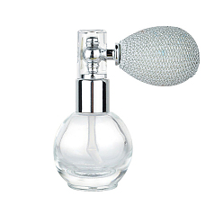 Серебро 2 шт. стеклянные флаконы-спрей для хайлайтера с мерцающей пудрой, распылитель тонкого тумана для духов с плетеной подушкой безопасности, многоразовая бутылка, серебряные, 7.15x5.5 см, емкость: 15 мл (0.51 жидких унций)