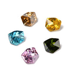 Mixed Color Glass Rhinestone Cabochons, Pointed Back & Back Plated, Nuggets, Mixed Color, 10x9x4mm