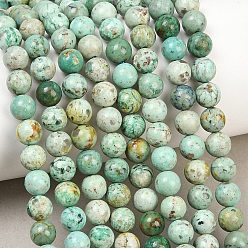 Peruvian Turquoise(Jasper) Бусы натуральная перуанская бирюза (яшма), гладкий круглый, 6.5 мм, отверстие : 0.8 мм, около 60 шт / нитка, 15.16'' (38.5 см)