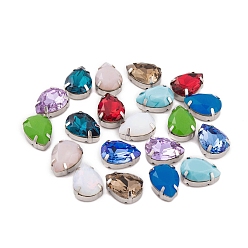 (52) Непрозрачная лаванда Шить на горный хрусталь, k 9 стеклянный страз, настройки латунных зубцов платинового тона, аксессуары для одежды, граненые, слеза, разноцветные, 18x13x8 мм, отверстие : 1.2 мм