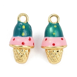 Ice Cream Латунь эмаль прелести, пищевые чары, без кадмия и без свинца, реальный 18 k позолоченный, мороженое, 15x7.5 мм, отверстие : 1.6 мм