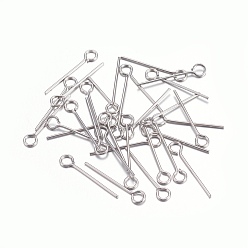 Stainless Steel Color 304 Stainless Steel Eye Pins, Stainless Steel Color, 16mm, Hole: 2mm, Pin: 0.6mm