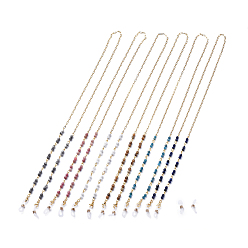 Смешанные камни Цепочки для очков, шейный ремешок для очков, с природными драгоценный камень бисером, 304 нержавеющая сталь застежка когтя омара, латунные цепочки для скрепок и резиновые концы петель, 28.14 дюйм ~ 28.34 дюйм (71.5~72 см)