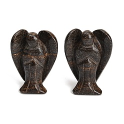 Bronzite Figurines d'anges sculptées en bronzite naturelle, cadeau de pierre énergétique feng shui pour la décoration de bureau à domicile, 35~38x18.5~20x50~53mm