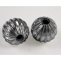 Metallgrau Messing Well Perlen, Runde, Metallgrau, ca. 10 mm Durchmesser, Bohrung: 2 mm