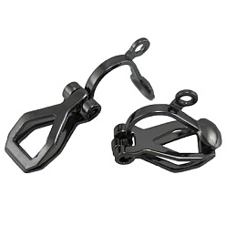 Черный Цвет Металла Латунные серьги с клипсами, для не проколотых ушей, металлический черный , 13x6x7 мм, отверстие : 1 мм