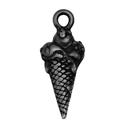 Черный Цвет Металла Подвески из сплава , без кадмия и без свинца, мороженое, металлический черный , 18.5x7x4 мм, отверстие : 2 мм