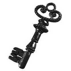 Черный Цвет Металла Сплавочные подвески тибетского стиля, без свинца и без кадмия, отмычка, металлический черный , 32x12x2 мм, отверстие : 3 мм