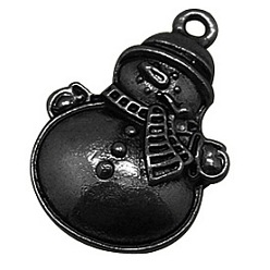 Черный Цвет Металла Сплавочные подвески тибетского стиля, без свинца и без кадмия, Рождество, снеговик, металлический черный , 25x17x4.5 мм, отверстие : 2 мм