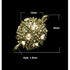Античная Бронза Магнитные застежки из сплава горного хрусталя с петлями, овальные, античная бронза, 16x10 мм, отверстие : 1.5 мм