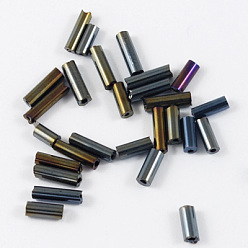 Gray Glass Bugle Beads, Seed Beads, Gray, about 6mm long, 1.8mm in diameter, hole: 0.6mm, about 10000pcs/bag. Sold per package of one pound