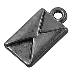 Черный Цвет Металла Талисман из сплава, конверт, металлический черный , без свинца, без кадмии и без никеля, длиной около 16.5 мм , шириной 9 мм , толщиной 2 мм , отверстие : 1.5 мм