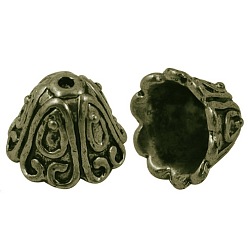 Antique Bronze Tibetan Style Alloy Bead Caps, Cadmium Free & Nickel Free & Lead Free, Antique Bronze, 15x11mm, Hole: 2mm, Inner Diameter: 10mm, about 460pcs/1000g