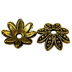 Античное Золото  Крышки для бусин тибетского стиля, без кадмия, без никеля и без свинца, цветок, античное золото , 15x4 мм, отверстие : 2 мм, Около 1120 шт / 1000 г