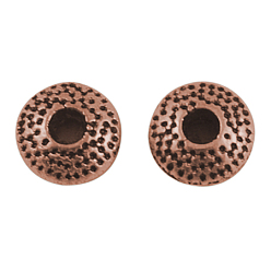 Красная Медь Тибетском стиле сплав Шарики прокладки, без свинца, без кадмии и без никеля, плоско-круглые, Красная медь, 8x3 мм, отверстие : 2.5 мм.