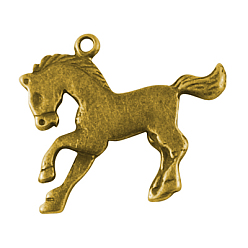 Античное Золото Сплавочные подвески тибетского стиля, без кадмия, без никеля и без свинца, лошадь, античное золото , 27x24x2 мм, отверстие : 2 мм