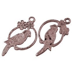 Красная Медь Сплав тропических попугаев подвески, без свинца, без кадмии и без никеля, Красная медь, 28x14.5x1.5 мм, отверстие : 1.5 мм, Около 980 шт / 1000 г