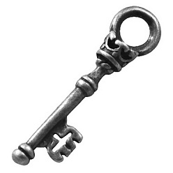 Античное Серебро Сплавочные подвески тибетского стиля, без свинца, без никеля и без кадмия, античное серебро, Ключ от всех дверей подвески, 36x9x6 мм, отверстие : 5 мм