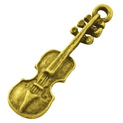 Античное Золото Сплавочные подвески тибетского стиля, без свинца и без кадмия, скрипка, античное золото , 25x7.5x2 мм, отверстие : 2 мм