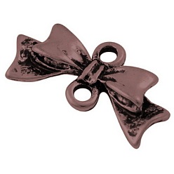 Red Copper Tibetan Style Links connectors, Bowknot, Red Copper, Lead Free and Nickel Free and Cadmium Free, 20x10x3mm, Hole: 2mm, about 1230pcs/1000g