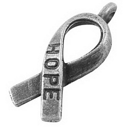 Античное Серебро Лента осведомленности рака молочной железы резные слово надежда тибетский стиль сплава подвески, без свинца, без кадмии и без никеля, античное серебро, 18x7.5x3 мм, отверстие : 1.5 мм, Около 1080 шт / 1000 г