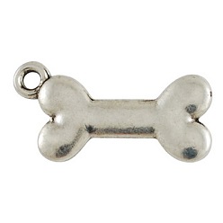 Античное Серебро Сплавочные подвески тибетского стиля, без свинца, без никеля и без кадмия, кость, античное серебро, 22x11x2 мм, отверстие : 2 мм