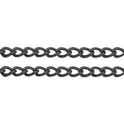Черный Цвет Металла Железные боковые витые цепи, несварные, с катушкой, овальные, без свинца, металлический черный , 6x4x1 мм