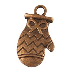 Красная Медь Подвески из цинкового сплава, без кадмия и без свинца, перчатка, красная медь, Размер : длиной около 26 мм , шириной 14 мм , толщиной 4 мм , отверстие : 3 мм