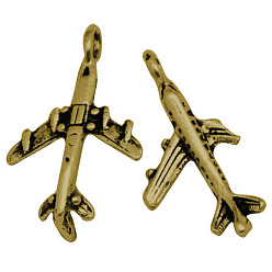 Античное Золото Сплавочные подвески тибетского стиля, пассажирский самолет, без кадмия и без свинца, античное золото , 22x15x3 мм, отверстие : 2.5 мм