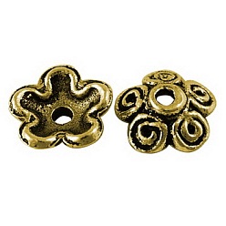 Античное Золото Тибетском стиле сплав шарик крышки, без свинца и без кадмия, цветок, античное золото , 10x3.5 мм, отверстие : 1.5 мм, Около 3200 шт / 1000 г