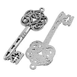 Античное Серебро Подвески в тибетском стиле , Ключ от всех дверей подвески, без свинца и без кадмия, античное серебро, 60x22x2 мм, отверстие : 2 мм