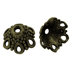 Bronze Antique Style tibétain bouchons, bronze antique, 7x12mm, Trou: 1.5mm, diamètre intérieur: 11 mm, environ830 pcs / 1000 g, sans plomb et sans cadmium