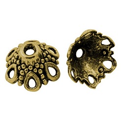 Or Antique Style tibétain bouchons, Or antique, 7x12mm, Trou: 1.5mm, diamètre intérieur: 11 mm, environ830 pcs / 1000 g, sans plomb et sans cadmium