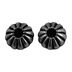 Черный Цвет Металла Бусины тибетского стиля , без свинца и без кадмия, рондель, металлический черный , 7x5 мм, отверстие : 2 мм