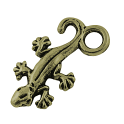 Античная Бронза Сплавочные подвески тибетского стиля, без свинца и без кадмия, стене геккона, античная бронза, 22.5x12x2 мм, отверстие : 3.5 мм