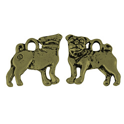 Античная Бронза Подвески из тибетского сплава, без кадмия и без свинца, бульдог, античная бронза , Размер : длиной около 16 мм , шириной 15 мм , толщиной 2 мм , отверстие : 2 мм