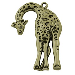 Античная Бронза Сплавочные подвески тибетского стиля, жирафа, античная бронза, без свинца и без кадмия, 44x30x4 мм, отверстие : 2 мм, Около 140 шт / 1000 г