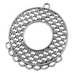 Antik Silber Farbe Tibetische Stil Verbinder/Normale Links, Kronleuchter Komponenten, Runde, Bleifrei und cadmium frei, Antik Silber Farbe, 41x35x1 mm, Bohrung: 2 mm