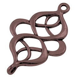 Красная Медь Звенья / разъемы из сплава в тибетском стиле, компоненты для люстры, без свинца и без кадмия, ромб, Красная медь, 28x18x2 мм, отверстие : 1.5 мм, 595 шт / кг