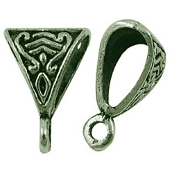Античная Бронза Поручни из сплава в тибетском стиле, петля под залог, бейлы, треугольные, античная бронза, 15.5x10x7 мм, отверстие : 1.5 мм, Около 760 шт / 1000 г, без свинца и без кадмия