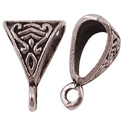 Красная Медь Поручни из сплава в тибетском стиле, петля под залог, бейлы, треугольные, Красная медь, 15.5x10x7 мм, отверстие : 1.5 мм, Около 760 шт / 1000 г, без свинца и без кадмия