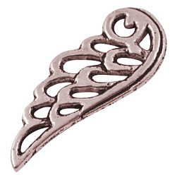 Красная Медь Сплавочные подвески тибетского стиля, без свинца и без кадмия, крыло, Красная медь, 24x9.5x1.5 мм, отверстие : 1.5 мм