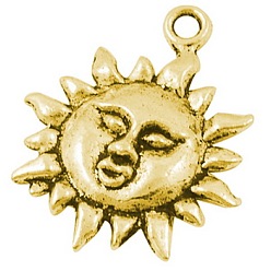 Античное Золото Сплавочные подвески тибетского стиля, солнце, без свинца и без кадмия, античное золото , 23x19x3 мм, отверстие: 2 мм, около 700 шт / кг