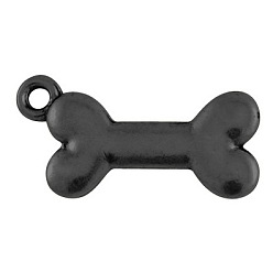 Черный Цвет Металла Сплавочные подвески тибетского стиля, без свинца и без кадмия, кость, металлический черный , 22x11x2 мм, отверстие : 2 мм