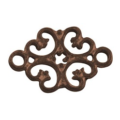 Красная Медь Соединительные элементы в тибетском стиле, цинковых сплавов, цветок, Красная медь, кадмия и свинца бесплатно, 18x13x1 мм, отверстие : 2 мм