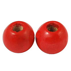 Красный Крашеные натуральные деревянные бусины, круглые, красные, 4~5x3 мм, отверстие : 1.2 мм, Около 37340 шт / 1000 г