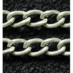 Платина Железные витые цепочки обуздать цепи, несварные, платина, с катушкой, без никеля , ссылка: 4 мм широкий, 6 мм длиной, толщиной 1 мм , около 164.04 футов (50 м) / рулон