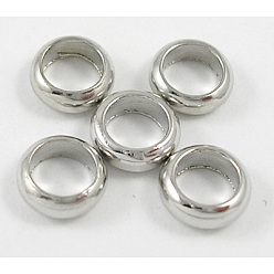 Platinum Brass Spacer Beads, Rondelle, Nickel Free, Platinum, 3.5x1mm
