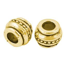 Antique Golden Tibetan Style European Beads, Barrel, Antique Golden, Lead Free & Cadmium Free & Nickel Free, 9x9x7mm, Hole: 4mm